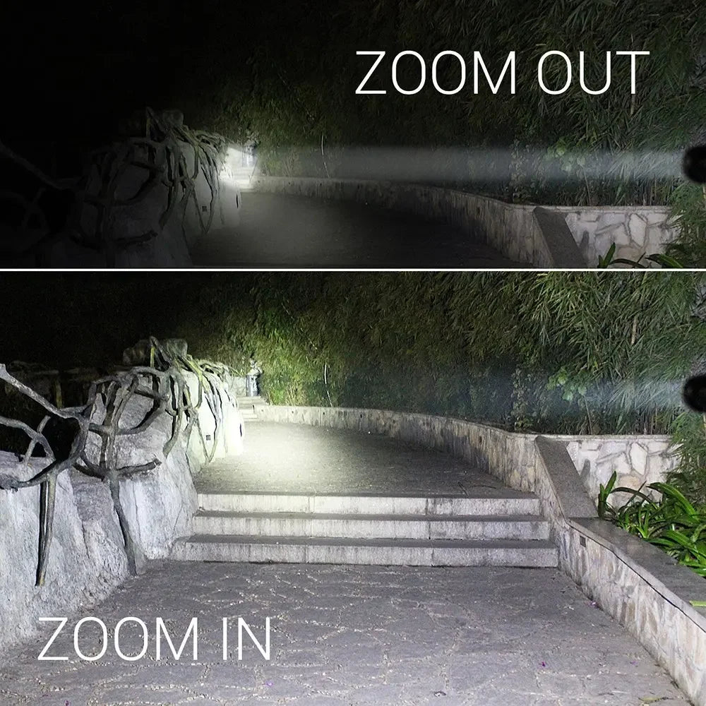 High Power LED Flashlight | Camping Torch with 5 Modes and Zoom