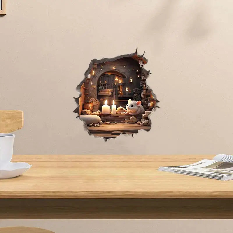 Mouse Hole Wall Decal Sticker | Removable Funny Wall Decoration