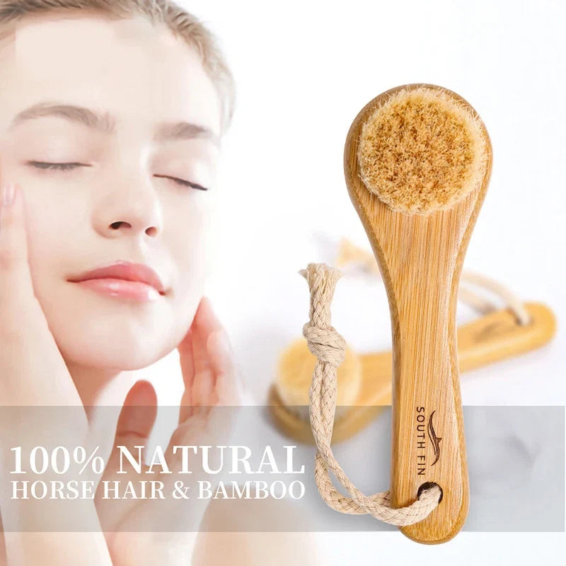 Natural Facial Cleansing Brush | Soft Bamboo Horse Hair Face Brush