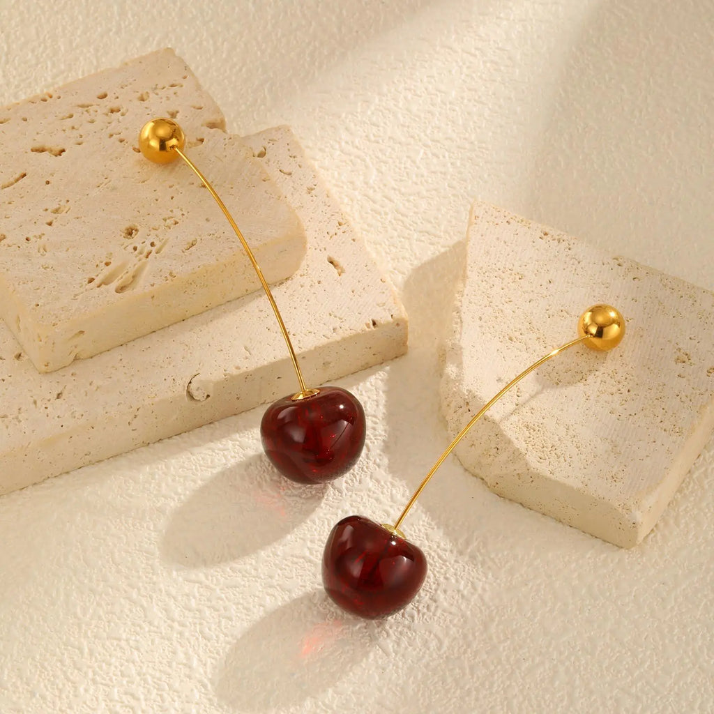 Vnox Vivid 3D Cherry Earrings | Fashion Cute Fruit Drop Earrings for Women