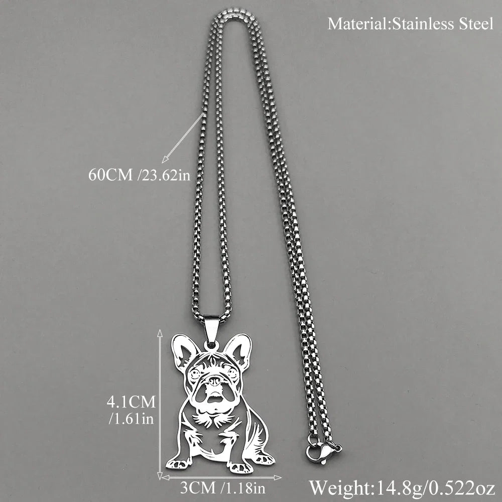 French Bulldog Pendant Necklace | Stainless Steel Dog Jewelry for Women Men