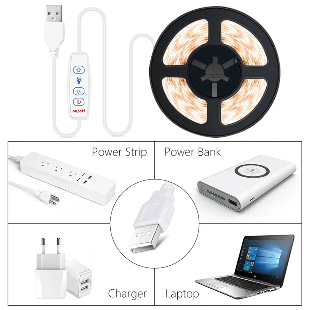 USB 5V COB LED Strip Lights | Dimmable Flexible Ribbon for Home Lighting