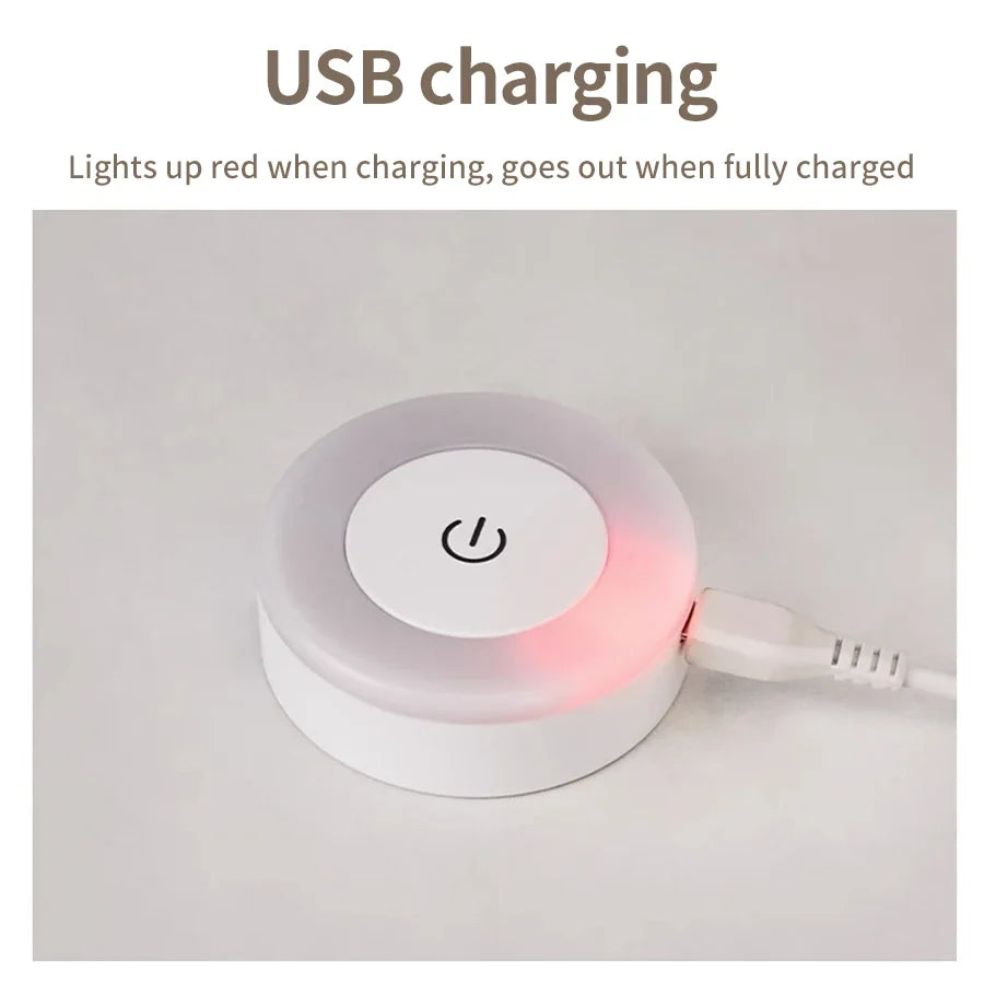 6CM Rechargeable LED Night Light | Touch Switch Wireless Wall Lamp with 3-Color Dimmable Modes