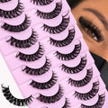 10 Pairs D Curl Russian Strip Lashes | Fluffy Volume False Eyelashes for a Dramatic Cat Eye Look
