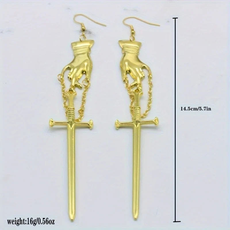 Sword Earrings for Women | Gothic Punk Drop Earrings