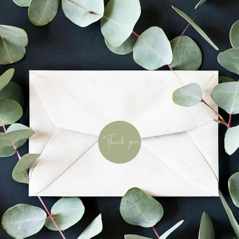 500pcs Spring Green Thank You Stickers | Round Heart Sealing Stickers for Gifts and Packaging