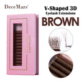 V-Shaped 3D Brown Eyelash Extensions | 12 Rows Professional Lash Tray
