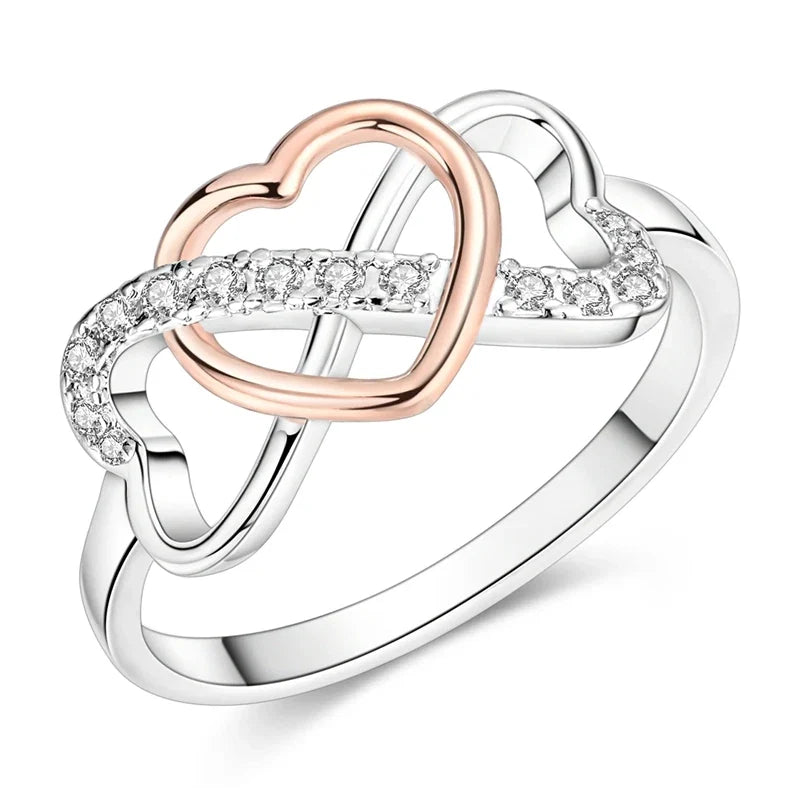 925 Sterling Silver Rose Gold Plated Infinity Heart Ring | Eternal Love Jewelry Gift for Mom