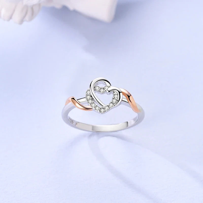 925 Sterling Silver Rose Gold Plated Infinity Heart Ring | Eternal Love Jewelry Gift for Mom