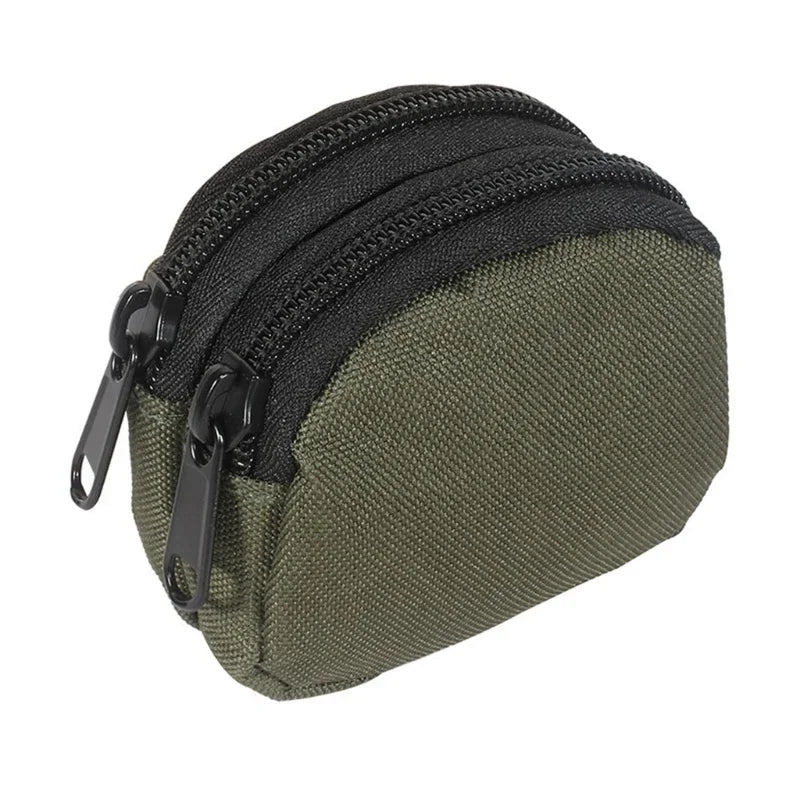 Nylon Double Zipper Coin Purse | Tactical Molle Pouch for Men