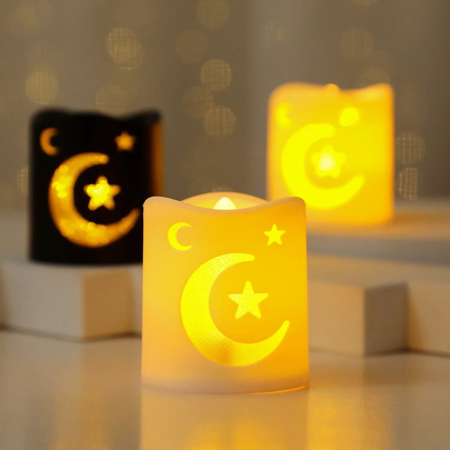 LED Star Moon Candlestick Light | Ramadan Decoration with Castle Wind Lamp