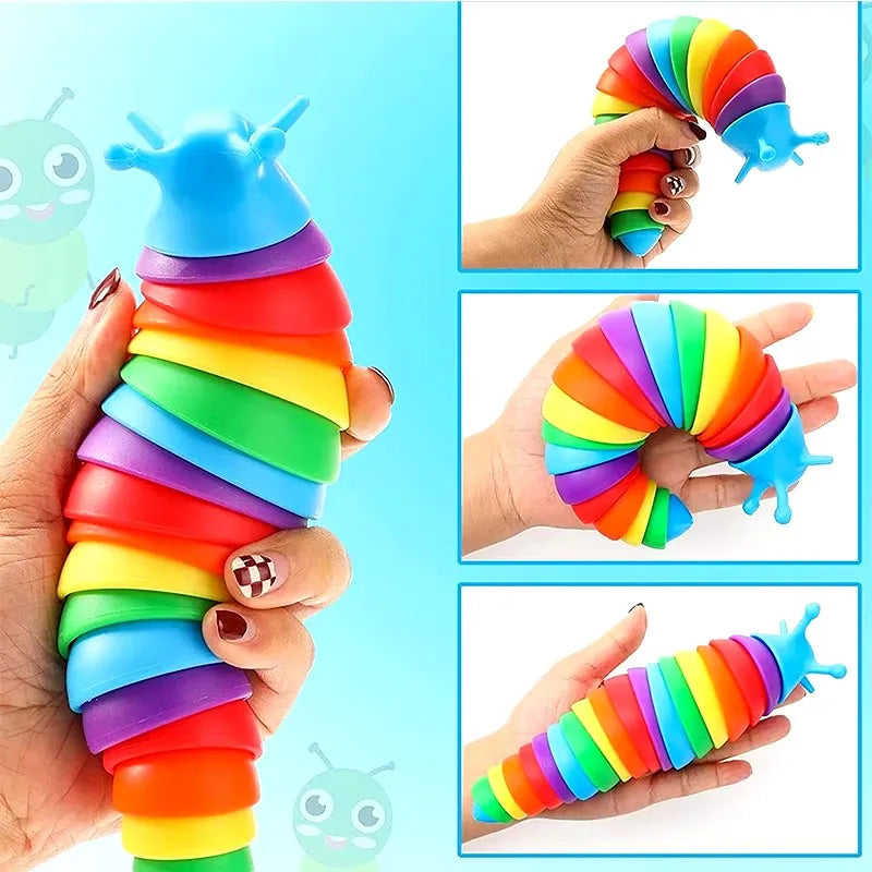 Colorful 3D Slug Fidget Toy | Articulated Sensory Stress Relief for All Ages