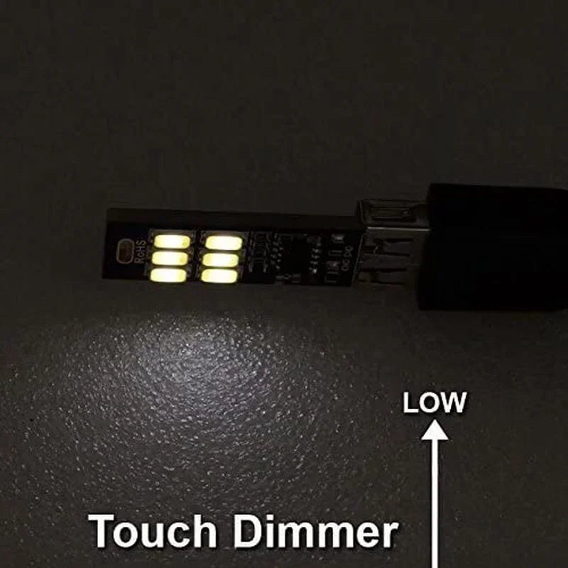 Mini USB Card Light | 6 LED Touch Dimming Keychain Night Light