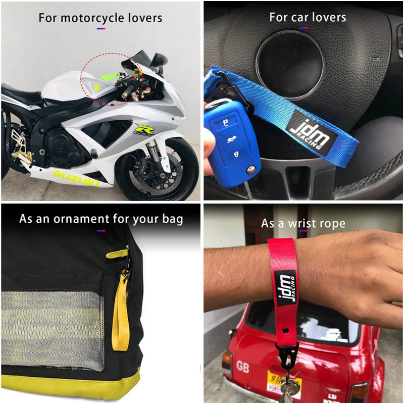 Nylon Key Strap Embroidery Lanyard | JDM Racing Car Keychain