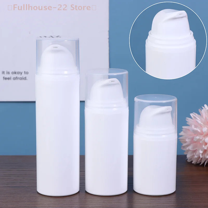 15ml 30ml 50ml Airless Pump Bottles | Refillable White Plastic Lotion Dispenser