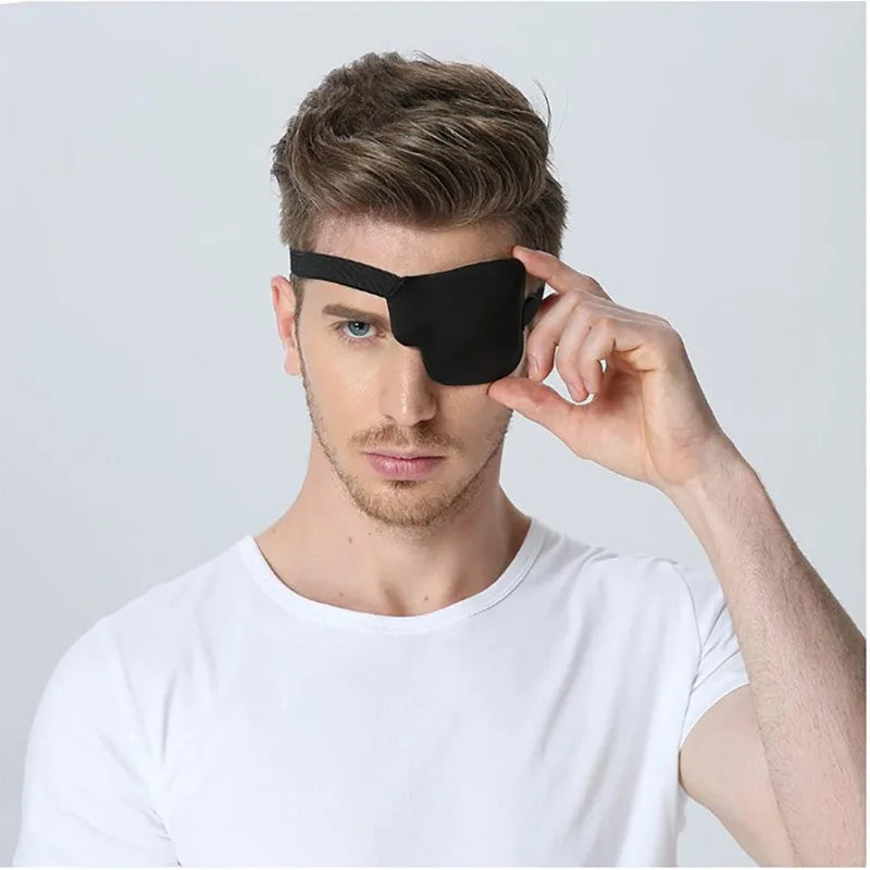 Black Single Eyepatch Blindfold | Adjustable Eye Mask for Sleeping, Amblyopia, and Costume Props