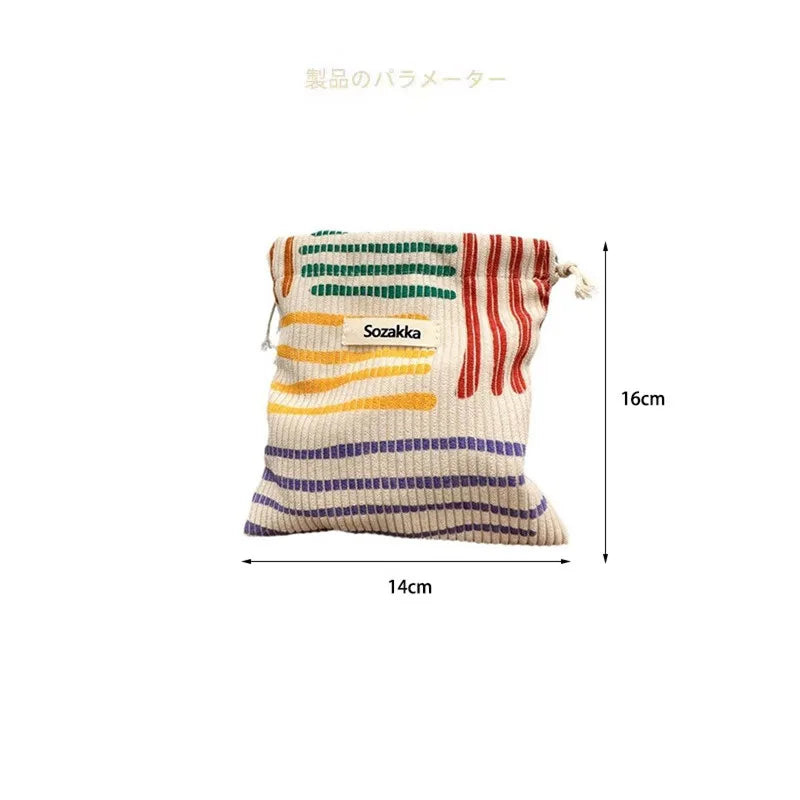 Corduroy Drawstring Pouch | Versatile Storage Bag for Jewelry, Cosmetics, and Small Essentials