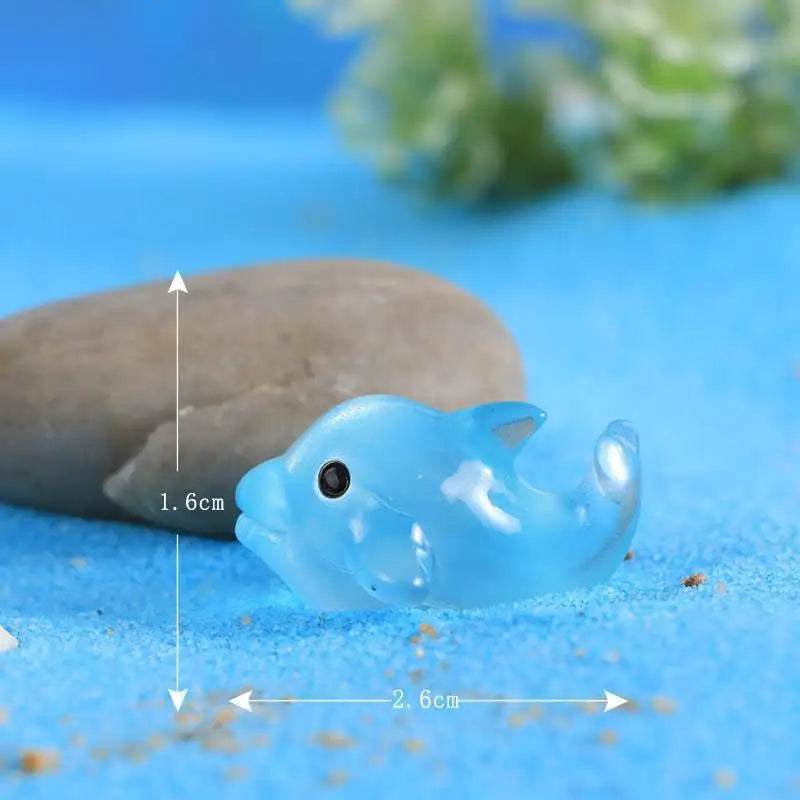 Mini Luminous Dolphin Ornaments Set | Glow in the Dark Micro Landscape Figurines