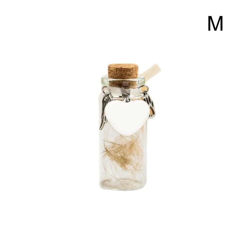 Pet Memorial Bottle for Pet Hair | Dog and Cat Fur Keepsake with Silver Charms