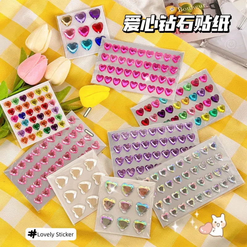 3D Crystal Heart Stickers | Sparkly Craft Decor for Scrapbooks and Journals
