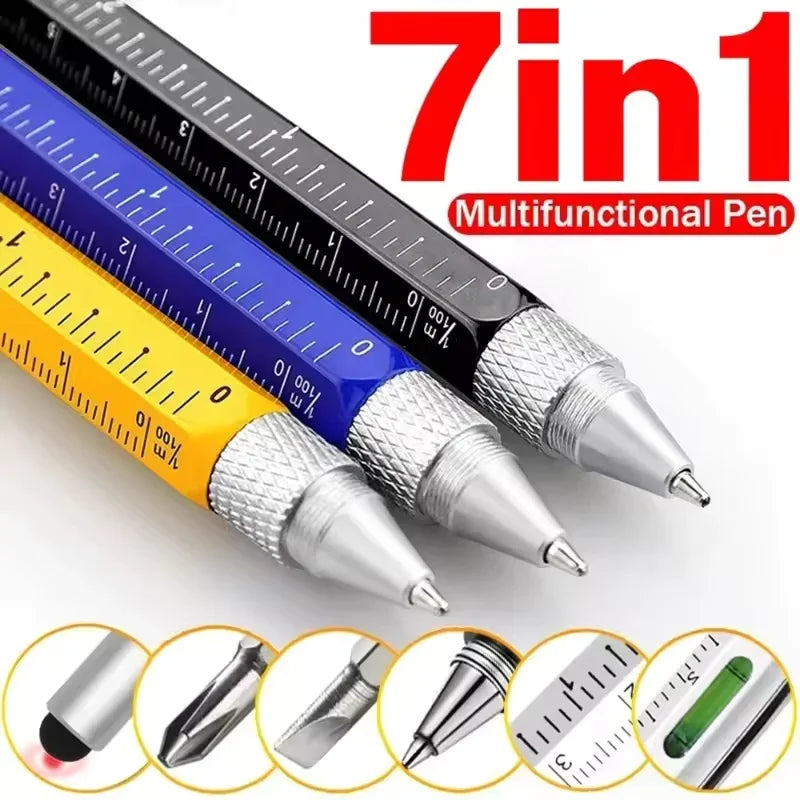 7 in 1 Multifunctional Pen Touch Screen Stylus | Ballpoint Pen Tool with Screwdriver and Level Gauge