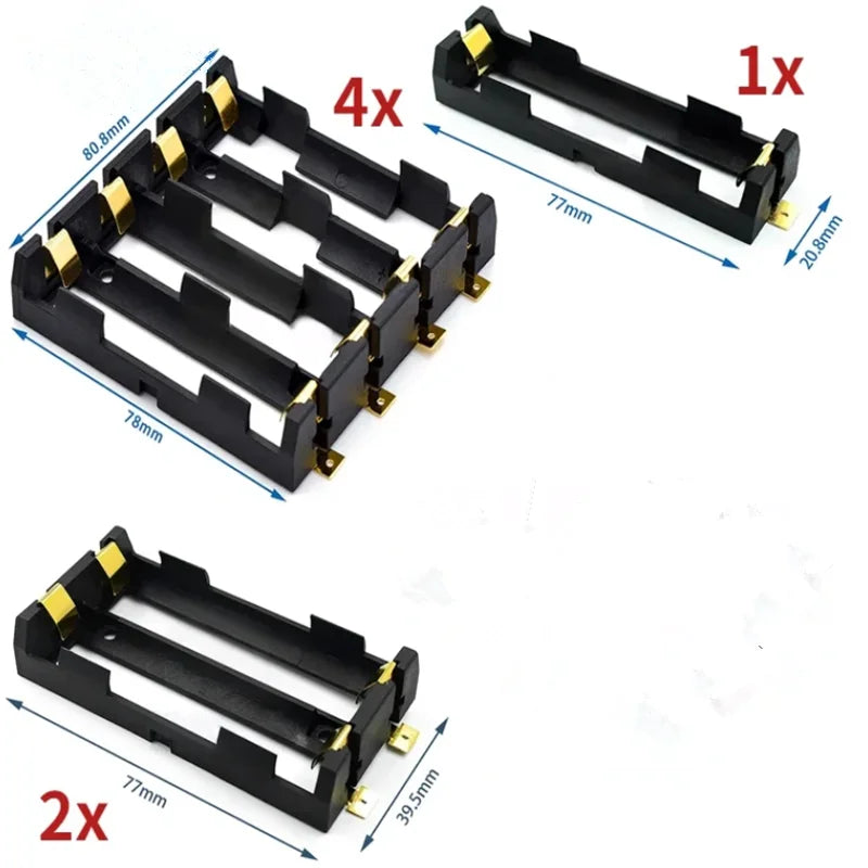 18650 Battery Holder Box | 1x 2x 4x 18650 SMT Battery Storage Case with Bronze Pins