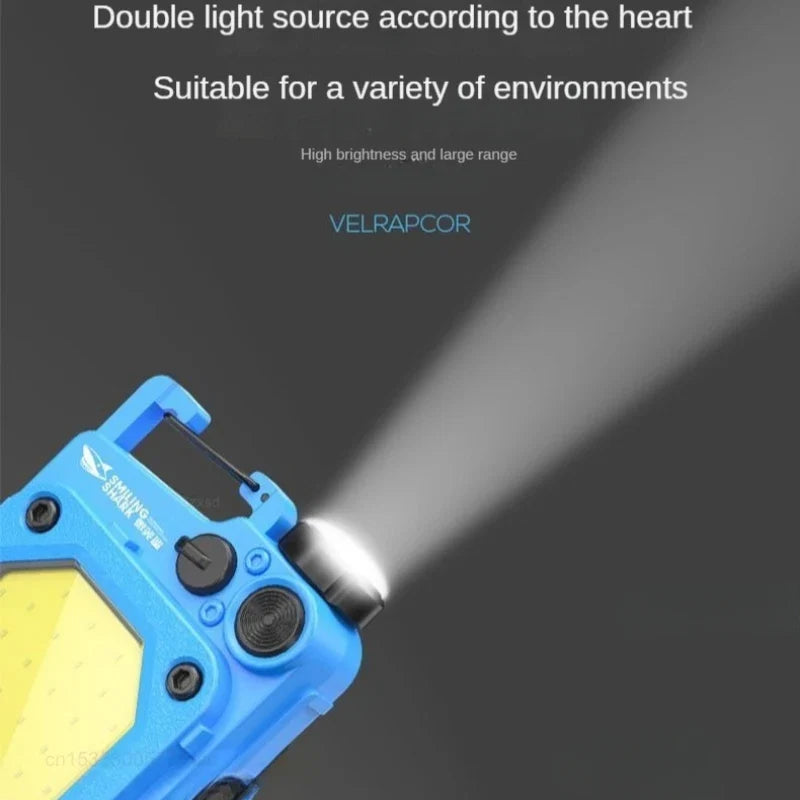 SMILING SHARK Flashlight Magnetic Clip Running Light | Rechargeable Outdoor Camping Lantern