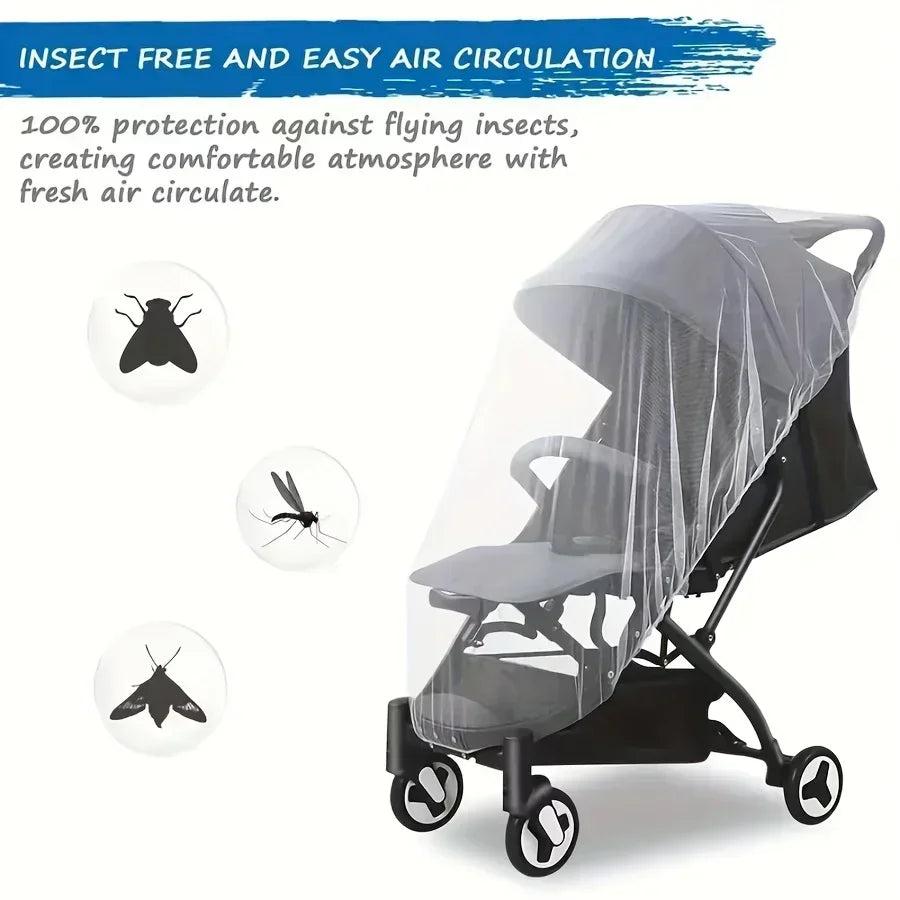 Baby Stroller Mosquito Net with Full Coverage | Sunshade and Windshield Mesh