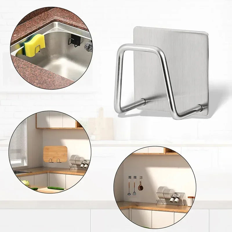 Kitchen Sponge Holder Self Adhesive | Wall Mount Stainless Steel Drying Rack