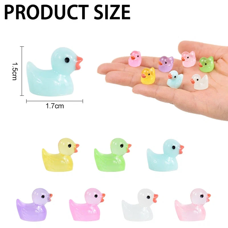 30 Pcs Glow in the Dark Miniature Duck Figurines | Luminous Resin Fairy Garden Decor