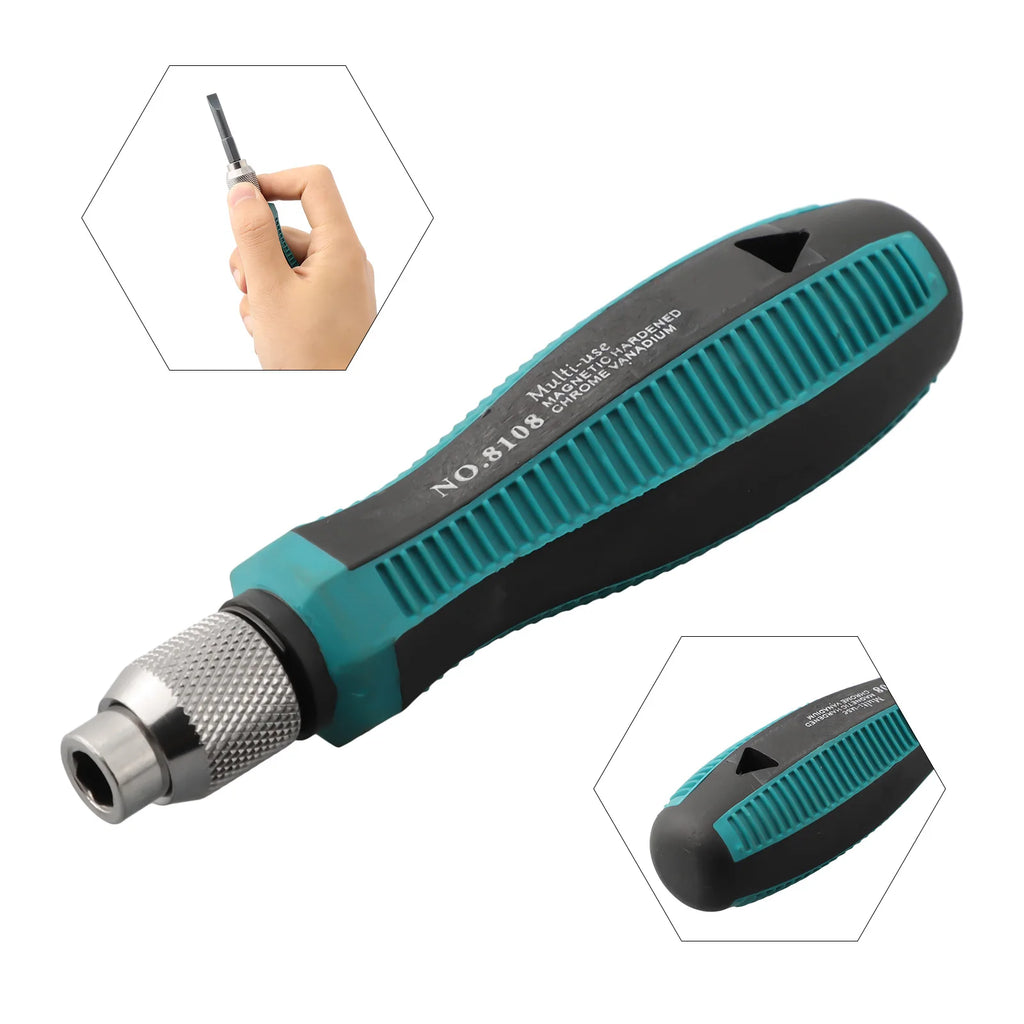 1/4'' Hex Screwdriver Handle | Magnetic Self-Locking Bit Holder for Repairs