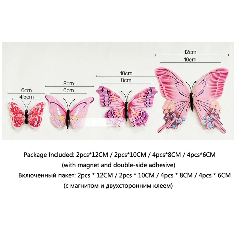 3D Butterfly Wall Stickers | 12/24pcs Magnetic Decor for Refrigerator and Walls
