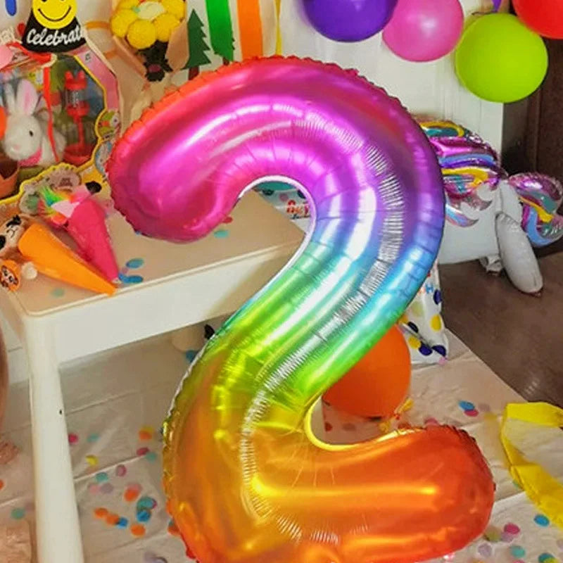 Rainbow Jelly Number Balloon 16 Inch | Birthday Party Decoration