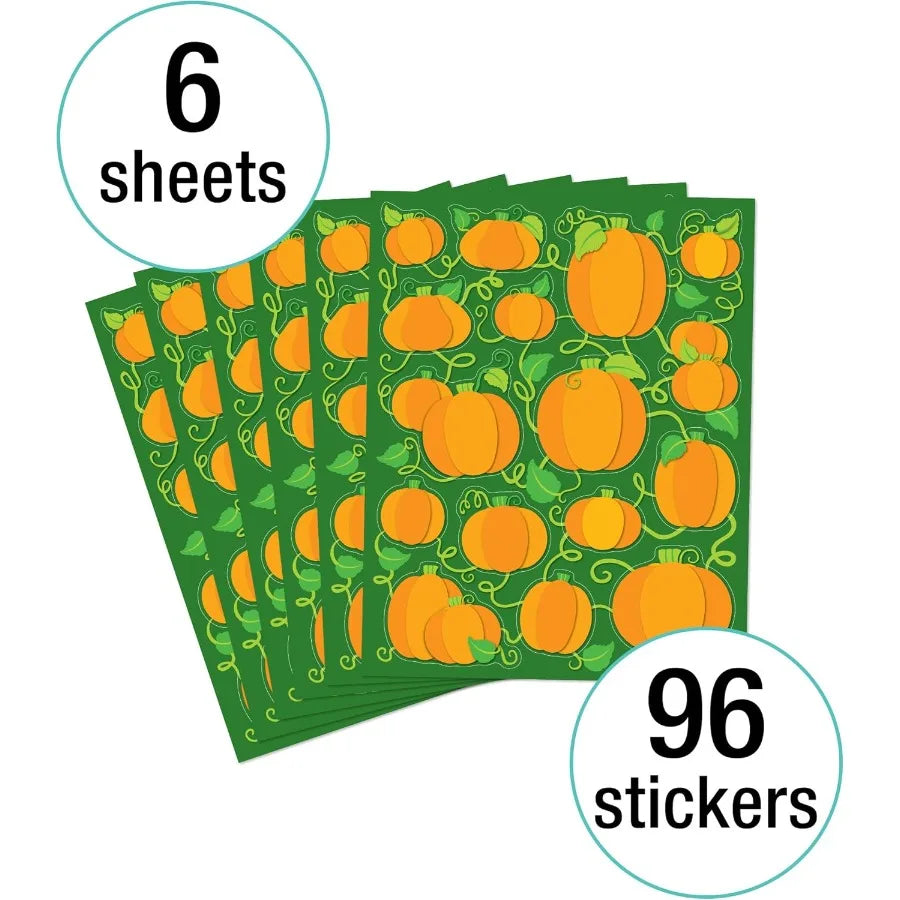 6 Sheets of Pumpkin Stickers for Halloween | Festive Fall Decor