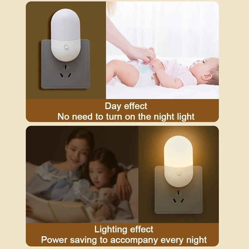 Mini Plug-In Night Light | LED Eye Protection for Bedside Baby Feeding