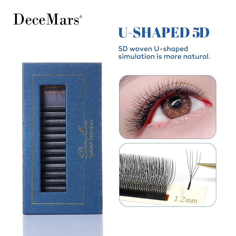 DeceMars U-Shaped 5D Eyelash Extensions | 12 Lines Per Tray