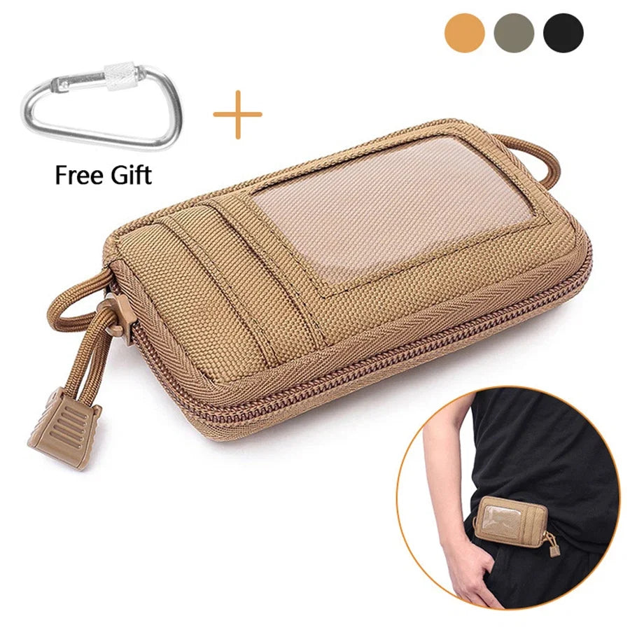 Waterproof Camping EDC Pouch | Tactical Key Purse Wallet with Card Slots and Zippers