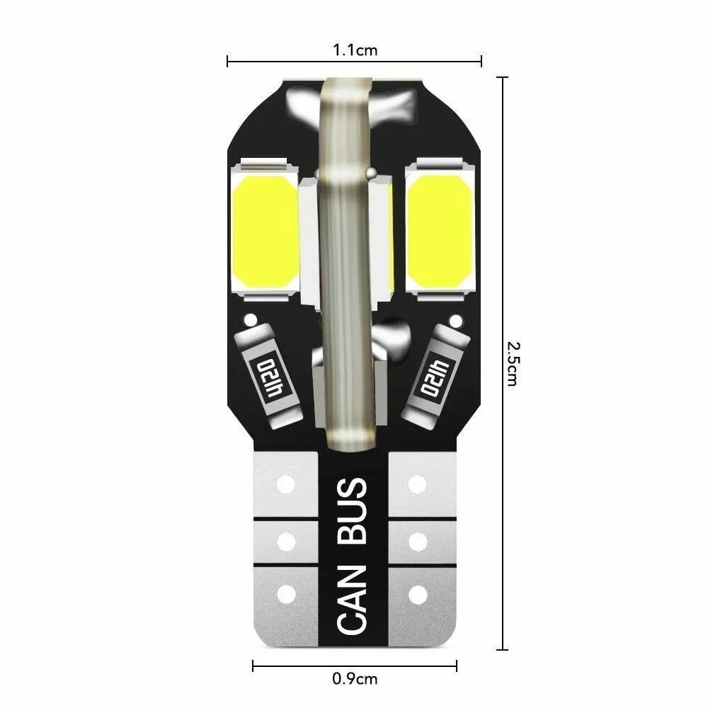 10PCS W5W T10 5730 LED Bulbs Canbus 12V | Car Interior Dome Map Light Parking Signal Lamp