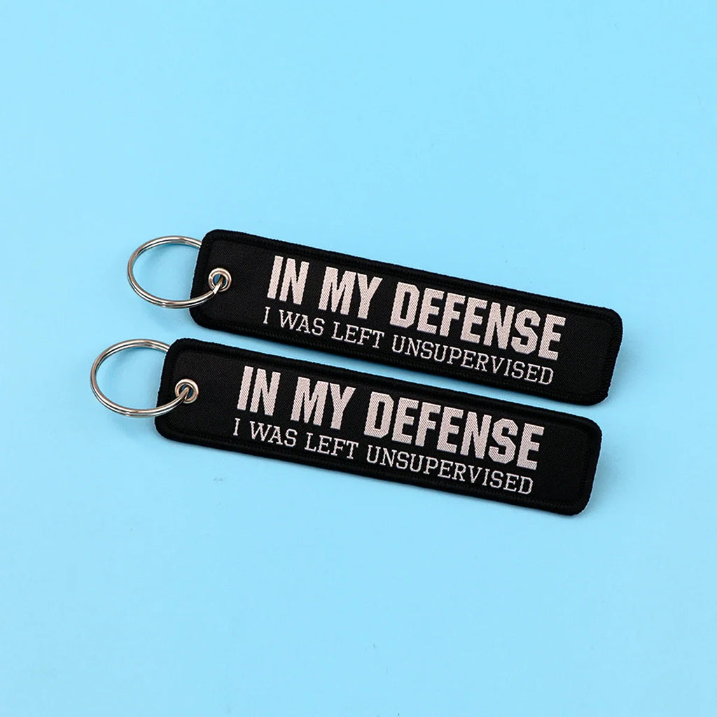 Embroidery Key Fob Keychain | Black Tag for Cars Motorcycles