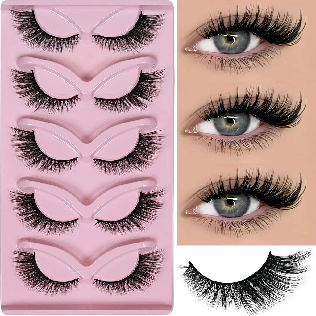5 Pairs Cat Eye Lashes Wispy Fake Lashes | Fluffy Winged False Eyelashes