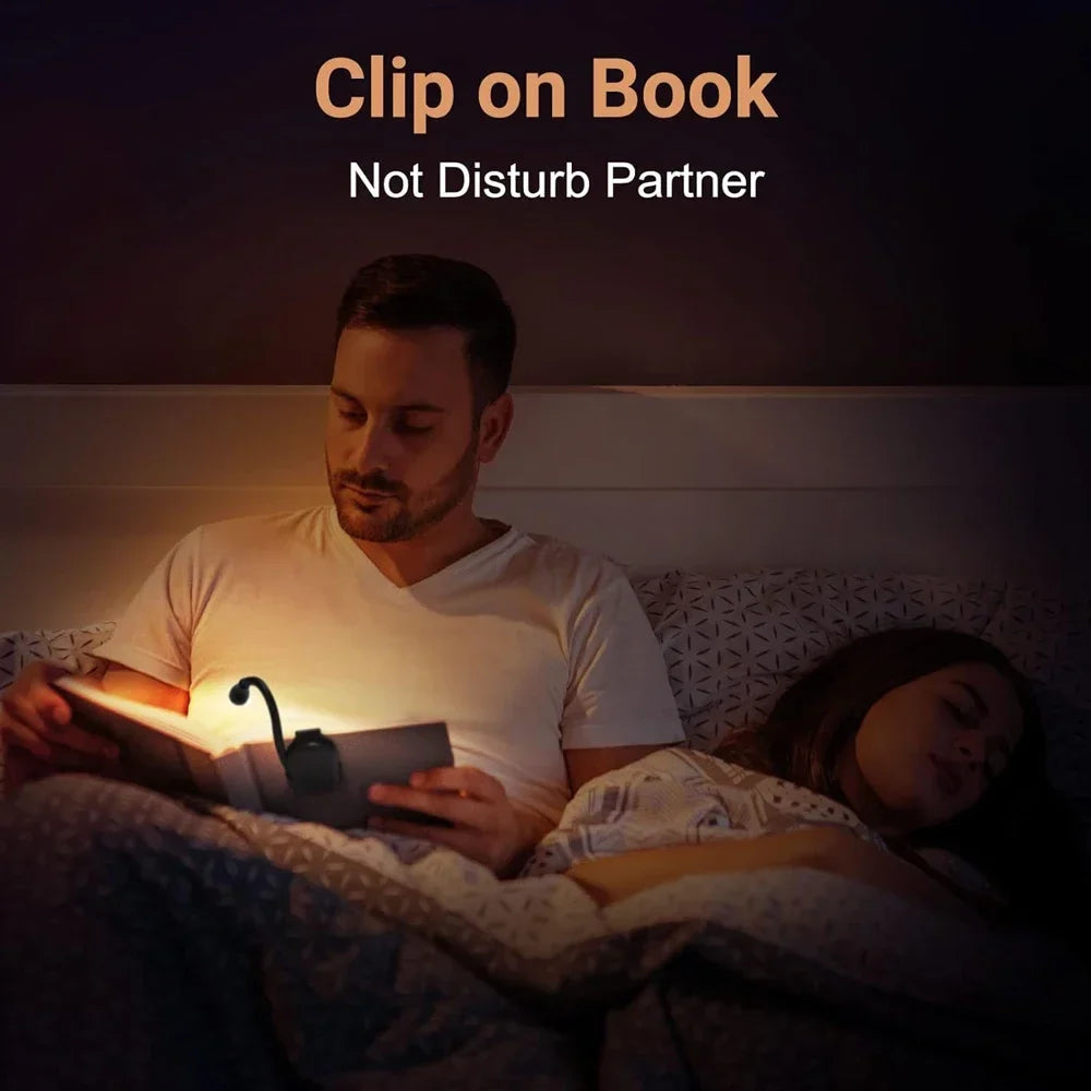 Rechargeable 3-Color Mini LED Book Light | 360° Adjustable Clip Eye Protection Reading Lamp