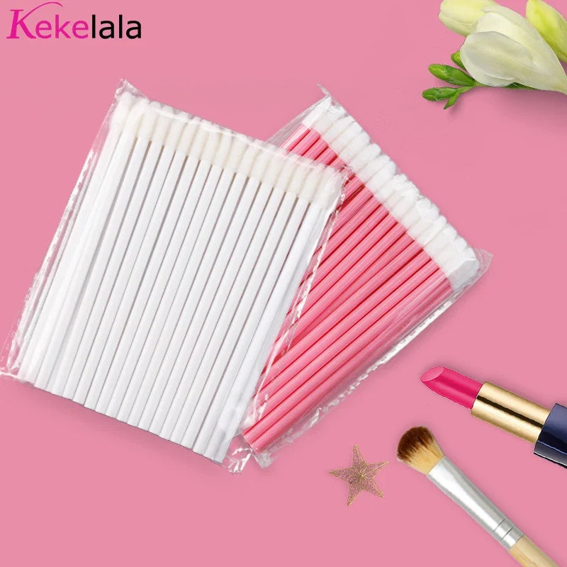 Kekelala 50Pcs Disposable Lip Brushes | Multi-Use Makeup Applicators for Lip Gloss and Eyelash Extensions