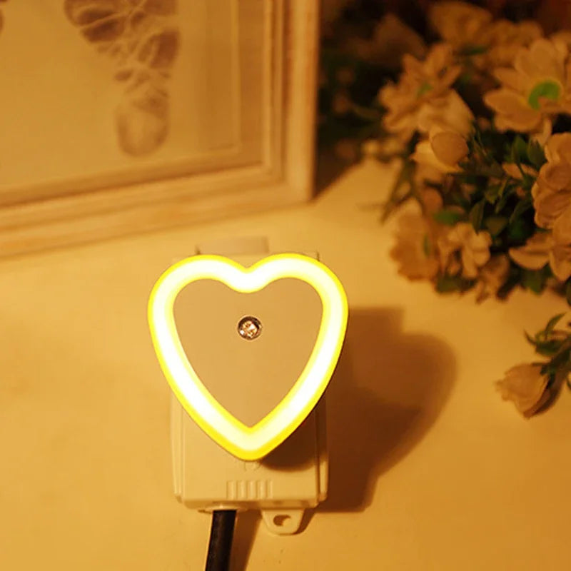 Heart-shaped LED Night Light | Auto Sensor Plug-in Night Lamp for Bedroom