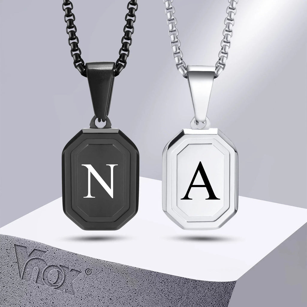 Personalized Initial Geometric Necklace | Stainless Steel Letter Pendant for Men and Women