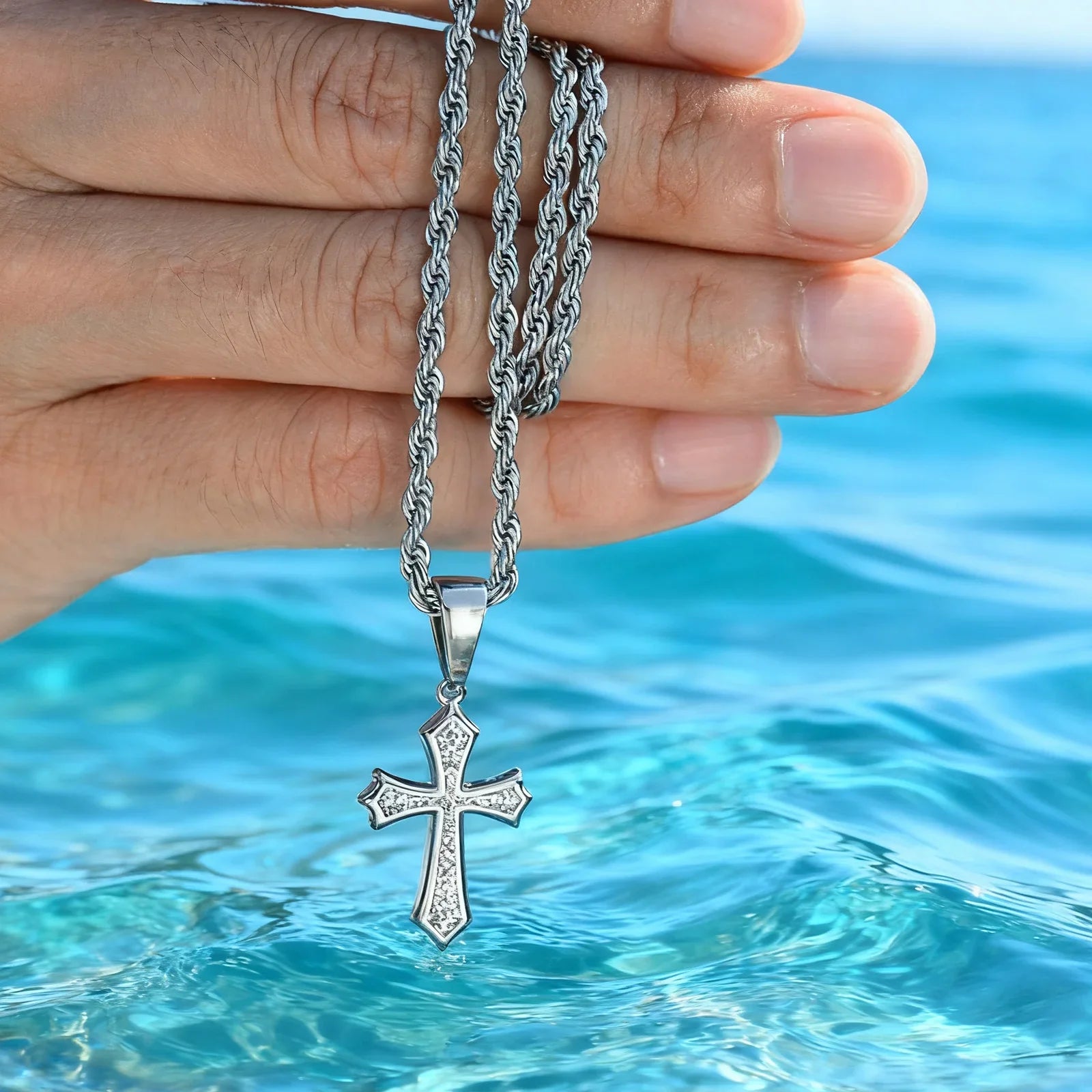 Hip Hop Cross Necklace for Men Women | Stainless Steel Chic Cross Pendant Christian Jewelry