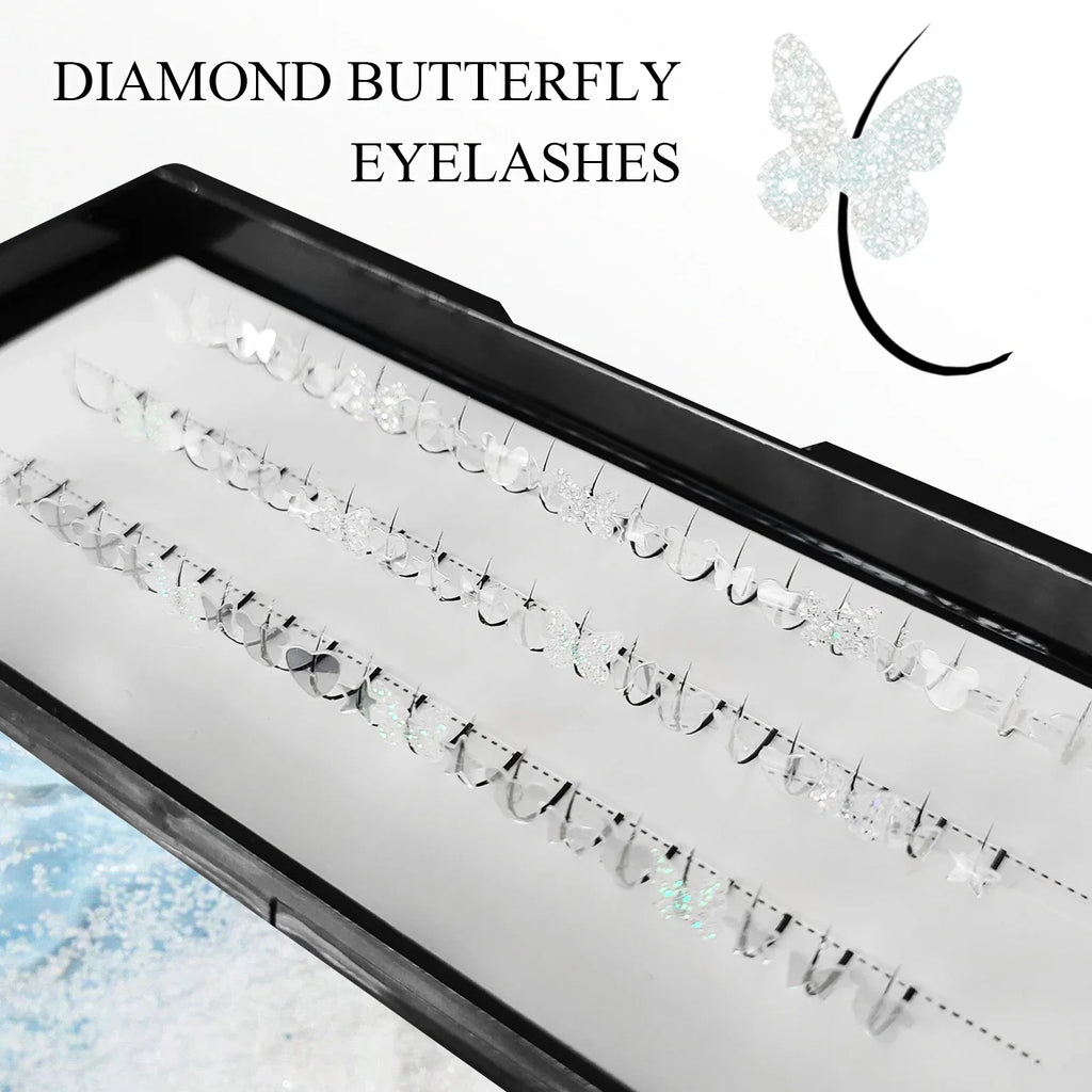 Summer Silvery Butterfly Fairy Eyelashes | Glitter Music Festival Lashes 10-15mm