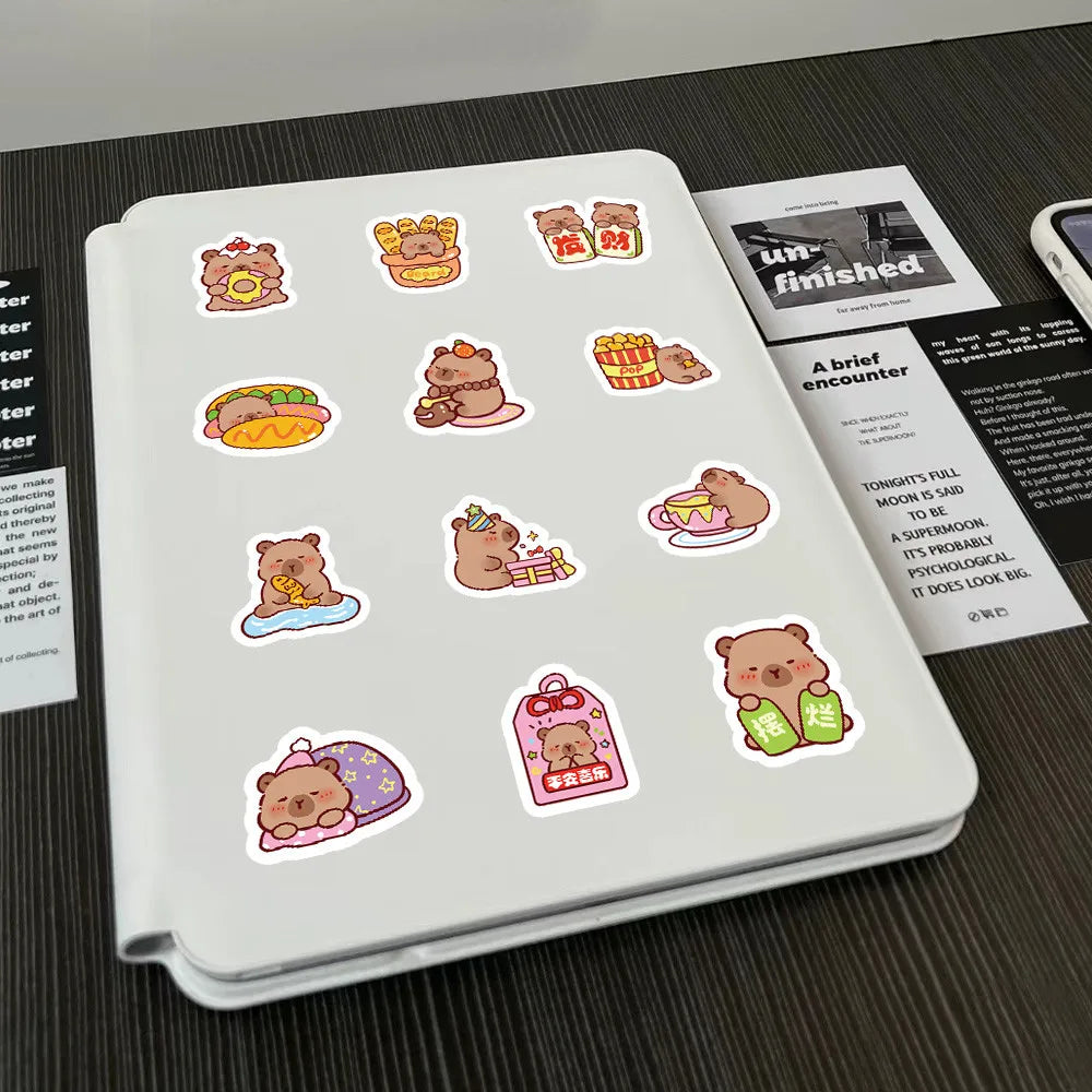 102Pcs Capibara Foldable Sticker Set | Cute Rodent Decor for Journal, Laptop and Gift Wrapping