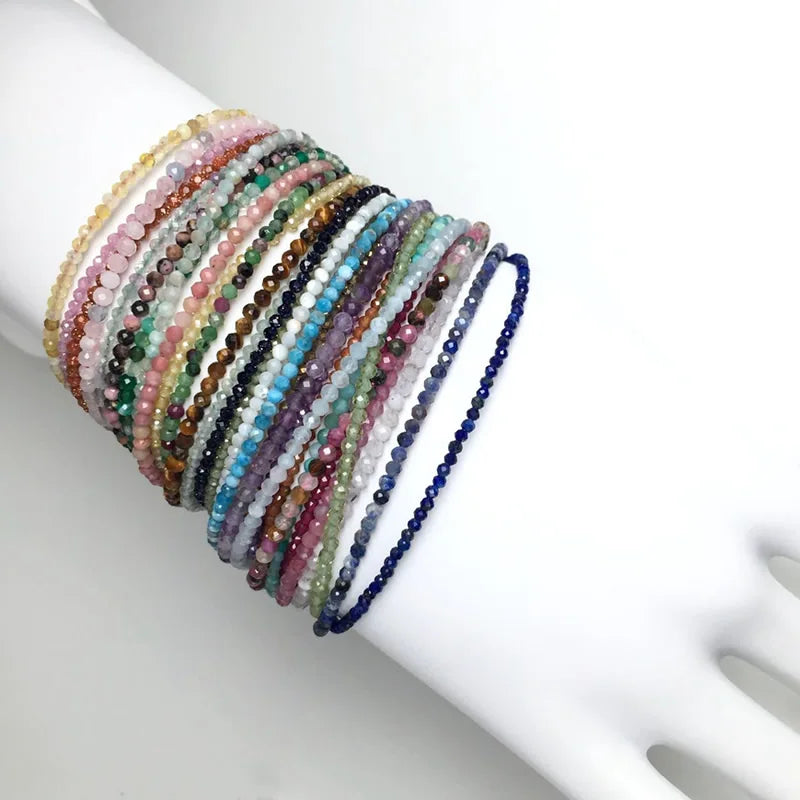 Faceted Gemstone Bead Choker Necklace and Bracelet Set | Natural Stone Jewelry for Men and Women