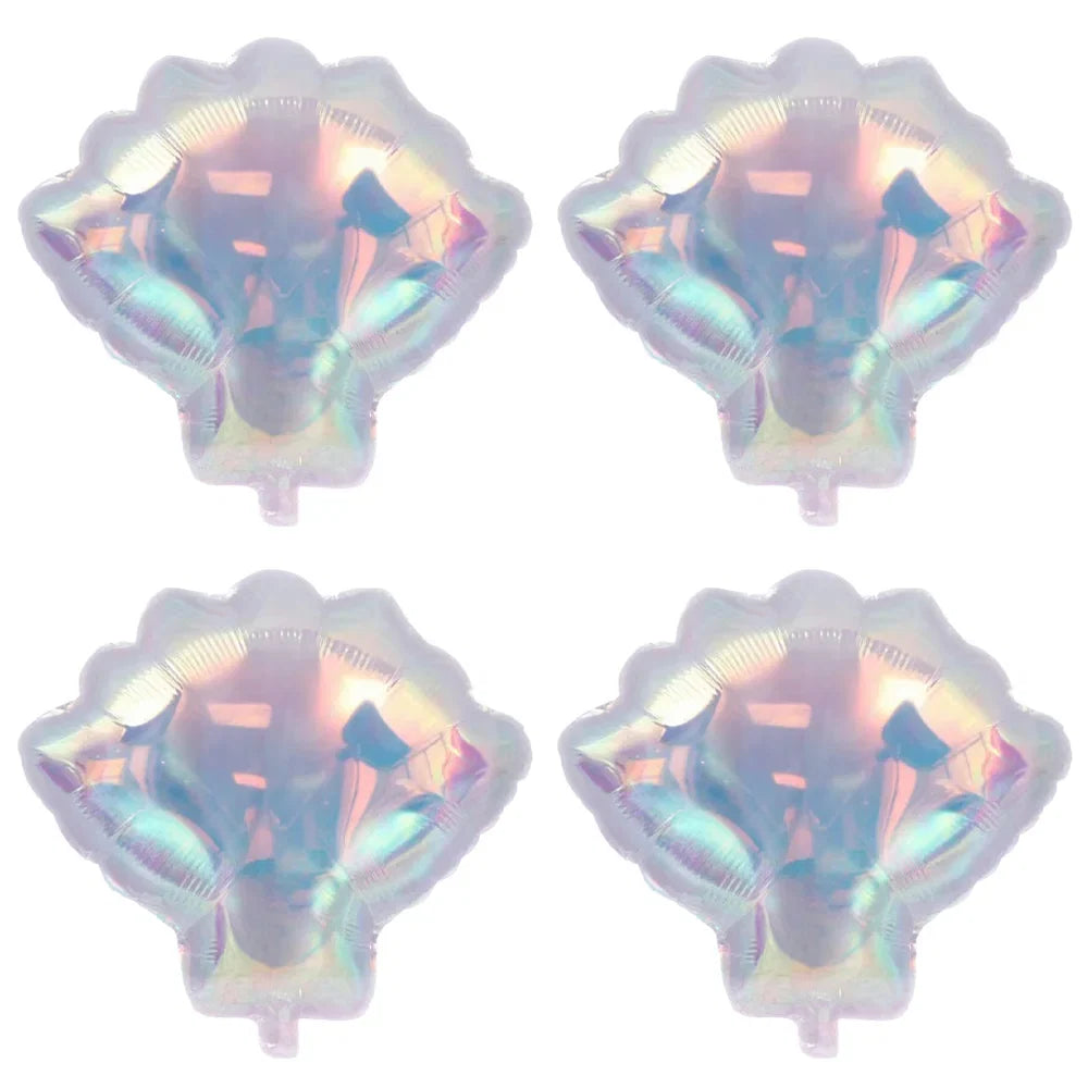 4-Pack Colorful Shell-Shaped Aluminum Foil Balloons | Ocean-Themed Party Decor