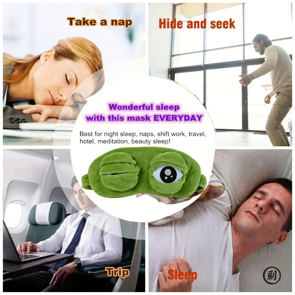 3D Frog Sleep Mask | Creative Cartoon Soft Travel Blindfold